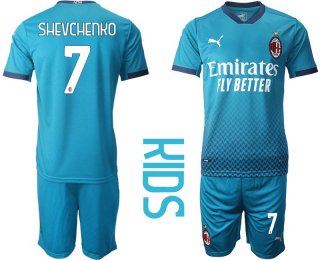 Youth 2020-2021 club AC milan away 7 blue Soccer Jerseys1