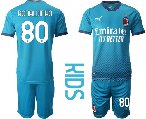 Youth 2020-2021 club AC milan away 80 blue Soccer Jerseys