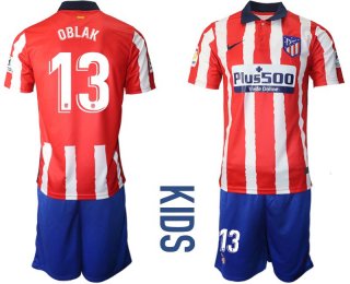 Youth 2020-2021 club Atletico Madrid home 13 red Soccer Jerseys