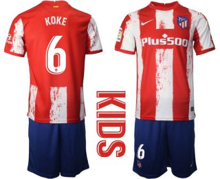 Youth 2021-2022 Club Atletico Madrid home red 6 Nike Soccer Jersey