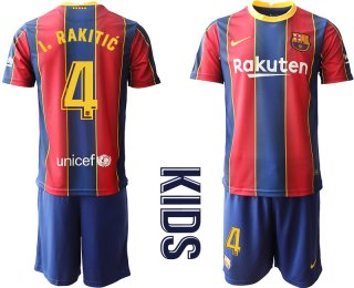 Youth 2020-2021 club Barcelona home 4 red Soccer Jerseys