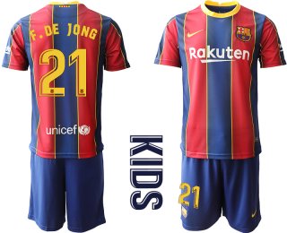 Youth 2020-2021 club Barcelona home 21 red Soccer Jerseys