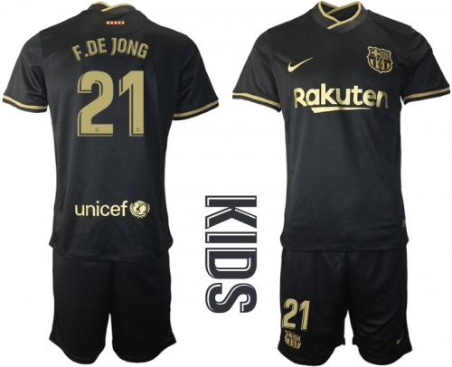 Youth 2020-2021 club Barcelona away 21 black Soccer Jerseys