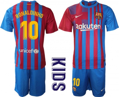 Youth 2021-2022 Club Barcelona home blue 10 Nike Soccer Jersey