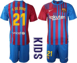 Youth 2021-2022 Club Barcelona home blue 21 Nike Soccer Jersey