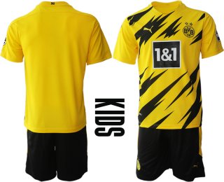 Youth 2020-2021 club Borussia Dortmund home yellow blank Soccer Jerseys