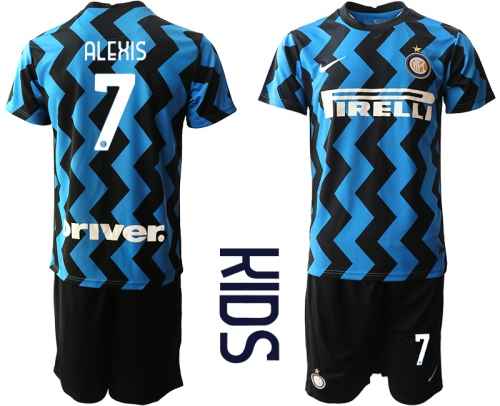 Youth 2020-2021 club Inter Milan home 7 blue Soccer Jerseys