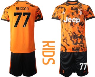 Youth 2020-2021 club Juventus away orange 77 Soccer Jerseys