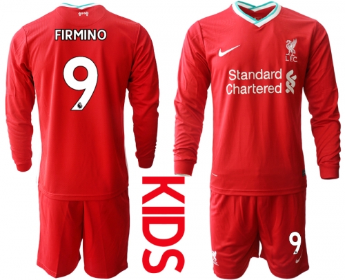 2021 Liverpool home long sleeves Youth 9 soccer jerseys