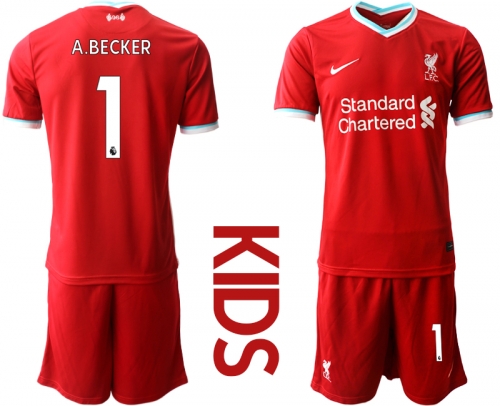 Youth 2020-2021 club Liverpool home 1 red Soccer Jerseys