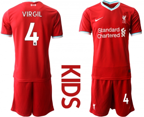 Youth 2020-2021 club Liverpool home 4 red Soccer Jerseys