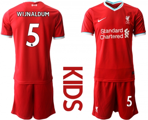 Youth 2020-2021 club Liverpool home 5 red Soccer Jerseys