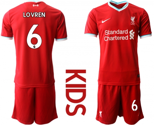 Youth 2020-2021 club Liverpool home 6 red Soccer Jerseys