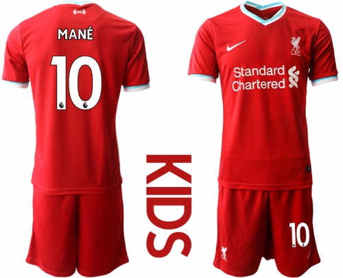 Youth 2020-2021 club Liverpool home 10 red Soccer Jerseys