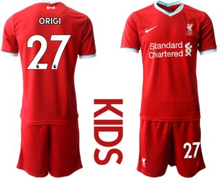 Youth 2020-2021 club Liverpool home 27 red Soccer Jerseys