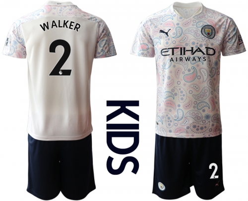 Youth 2020-2021 club Manchester City away white 2 Soccer Jerseys