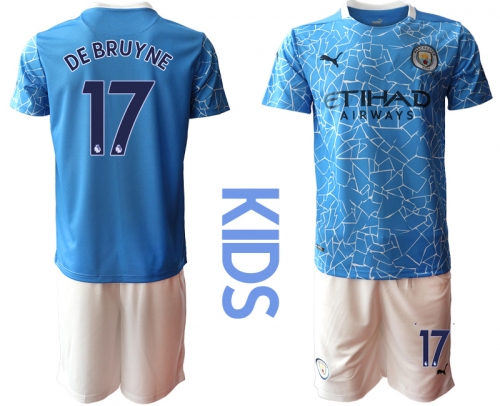 Youth 2020-2021 club Manchester City home blue 17 Soccer Jerseys