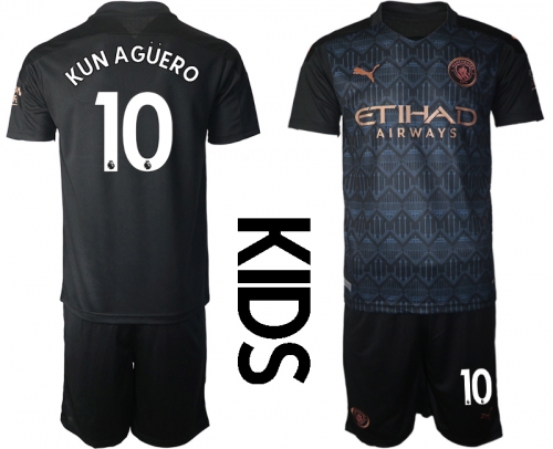 Youth 2020-2021 club Manchester City away black 10 Soccer Jerseys