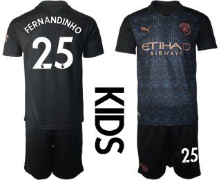 Youth 2020-2021 club Manchester City away black 25 Soccer Jerseys