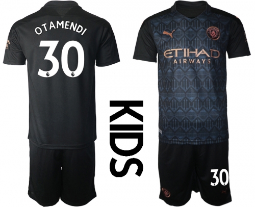 Youth 2020-2021 club Manchester City away black 30 Soccer Jerseys