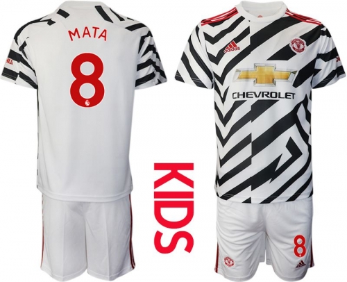 Youth 2020-2021 club Manchester united away 8 white Soccer Jerseys