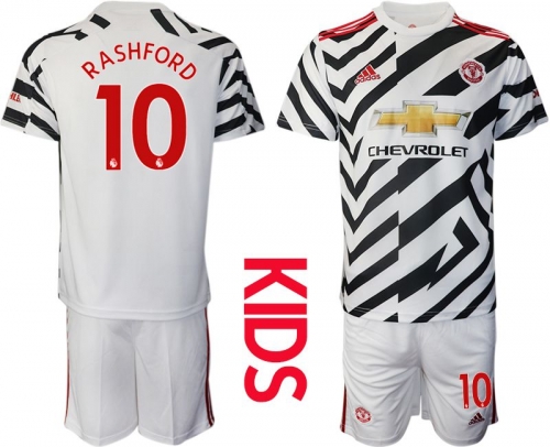 Youth 2020-2021 club Manchester united away 10 white Soccer Jerseys