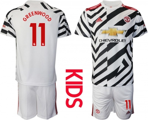 Youth 2020-2021 club Manchester united away 11 white Soccer Jerseys