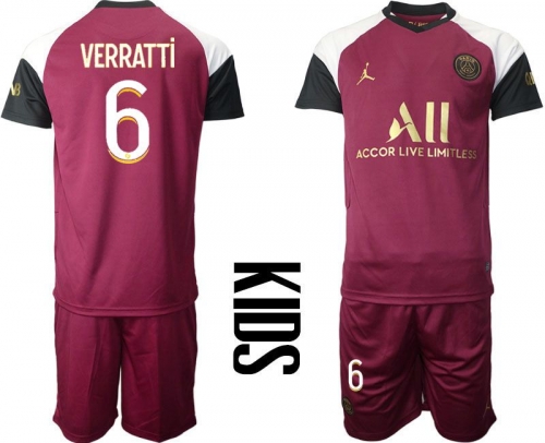 Youth 2020-2021 club Paris St German away 6 red Soccer Jerseys