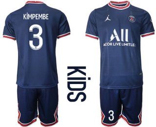 Youth 2021-2022 Club Paris St German home blue 3 Soccer Jersey