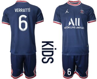 Youth 2021-2022 Club Paris St German home blue 6 Soccer Jersey