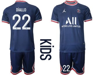 Youth 2021-2022 Club Paris St German home blue 22 Soccer Jersey