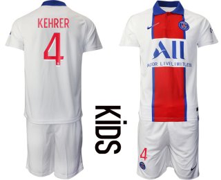 Youth 2020-2021 club Paris St German away 4 white Soccer Jerseys