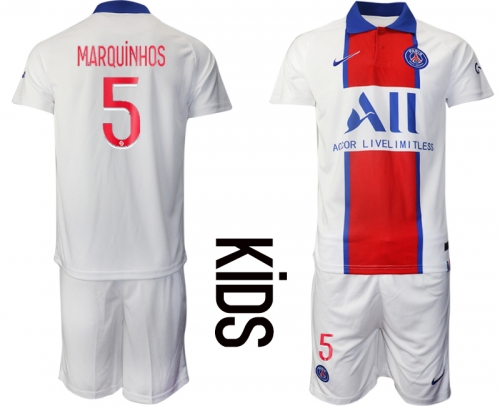 Youth 2020-2021 club Paris St German away 5 white Soccer Jerseys