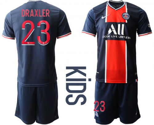 Youth 2020-2021 club Paris St German home 23 blue Soccer Jerseys