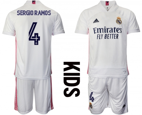 Youth 2020-2021 club Real Madrid home 4 white Soccer Jerseys