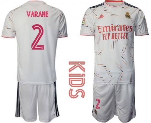 Youth 2021-2022 Club Real Madrid home white 2 Adidas Soccer Jersey