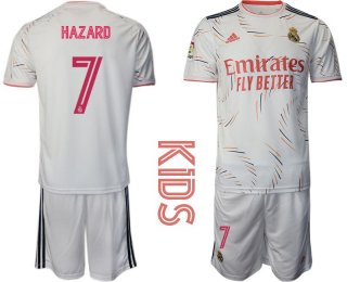 Youth 2021-2022 Club Real Madrid home white 7 Adidas Soccer Jersey