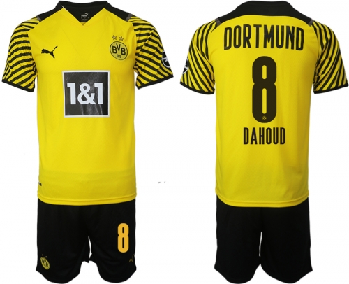 Men 2021-2022 Club Borussia Dortmund home 8 yellow Soccer Jersey