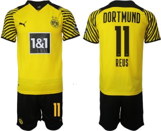 Men 2021-2022 Club Borussia Dortmund home 11 yellow Soccer Jersey