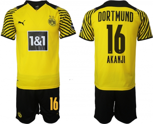 Men 2021-2022 Club Borussia Dortmund home 16 yellow Soccer Jersey