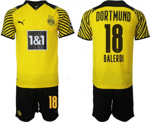 Men 2021-2022 Club Borussia Dortmund home 18 yellow Soccer Jersey