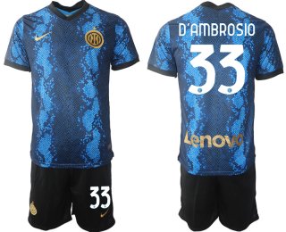 Men 2021-2022 Club Inter Milan home blue 33 Nike Soccer Jersey