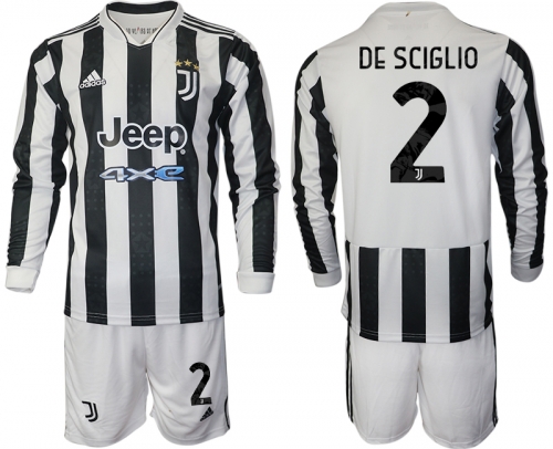 Men 2021-2022 Club Juventus home white Long Sleeve 2 Adidas Soccer Jersey