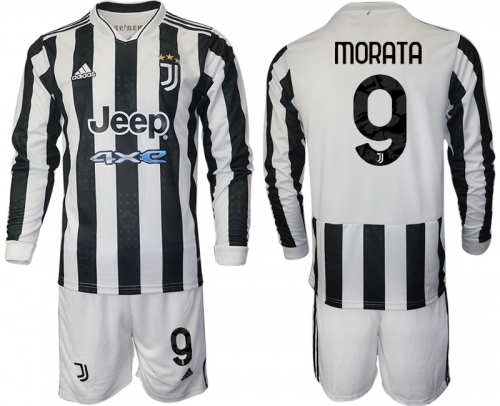 Men 2021-2022 Club Juventus home white Long Sleeve 9 Adidas Soccer Jersey