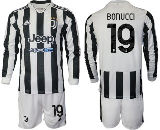 Men 2021-2022 Club Juventus home white Long Sleeve 19 Adidas Soccer Jersey