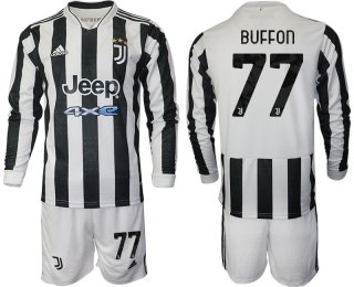 Men 2021-2022 Club Juventus home white Long Sleeve 77 Adidas Soccer Jersey