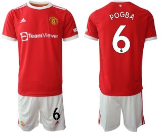 Men 2021-2022 Club Manchester United home red 6 Adidas Soccer Jersey