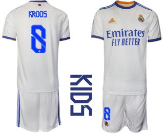 Youth 2021-2022 Club Real Madrid home white 8 Soccer Jerseys