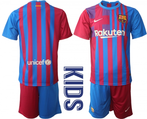 Youth 2021-2022 Club Barcelona home red blank Nike Soccer Jerseys