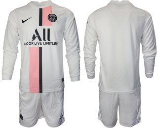 Men 2021-2022 Club Paris St German away white Long Sleeve blank Soccer Jersey